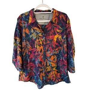 Royal Robbins Vibrant Leaf Print Blouse - Multicolor Gorpcore Size XL Coastal